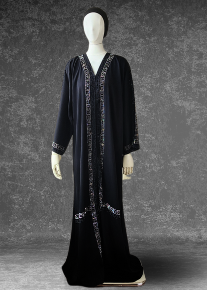 Dubai Luxury Abaya In Black -Zehra Abaya - Khushu Modest Wear