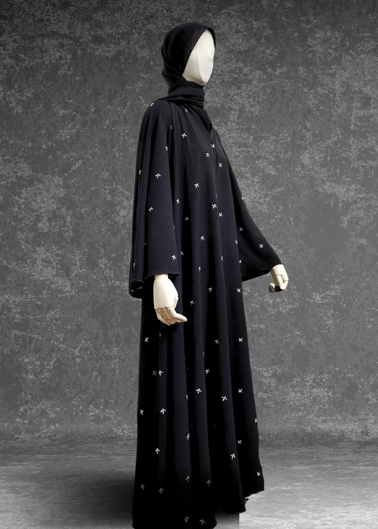 Dubai Black Flare Abaya In Premium Cey Fabric - Khushu Modest Wear