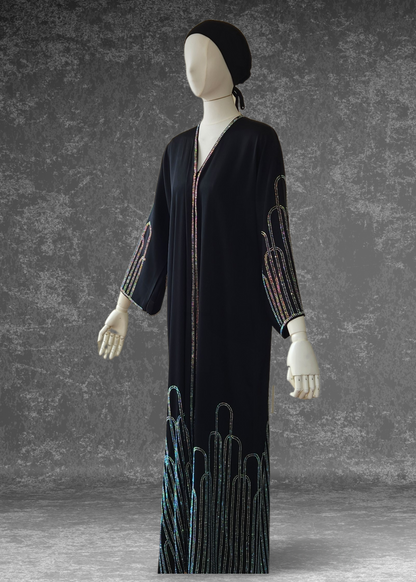 Classic Black Abaya For Ramadan Eid/ Evening Abaya - Khushu Modest Wear