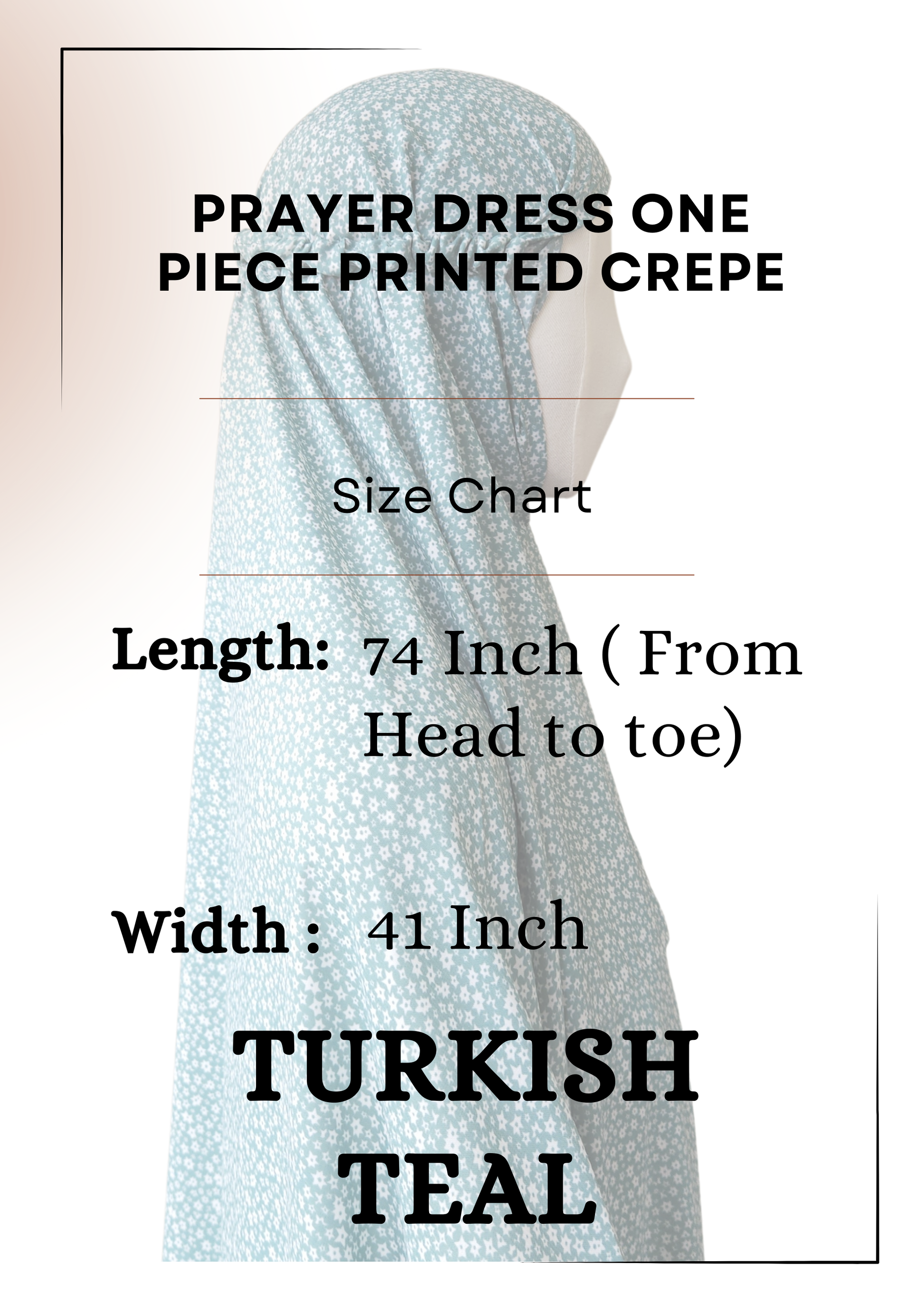 One-Piece Salah Dress Printed Soft Crepe - Khushu Modest Wear