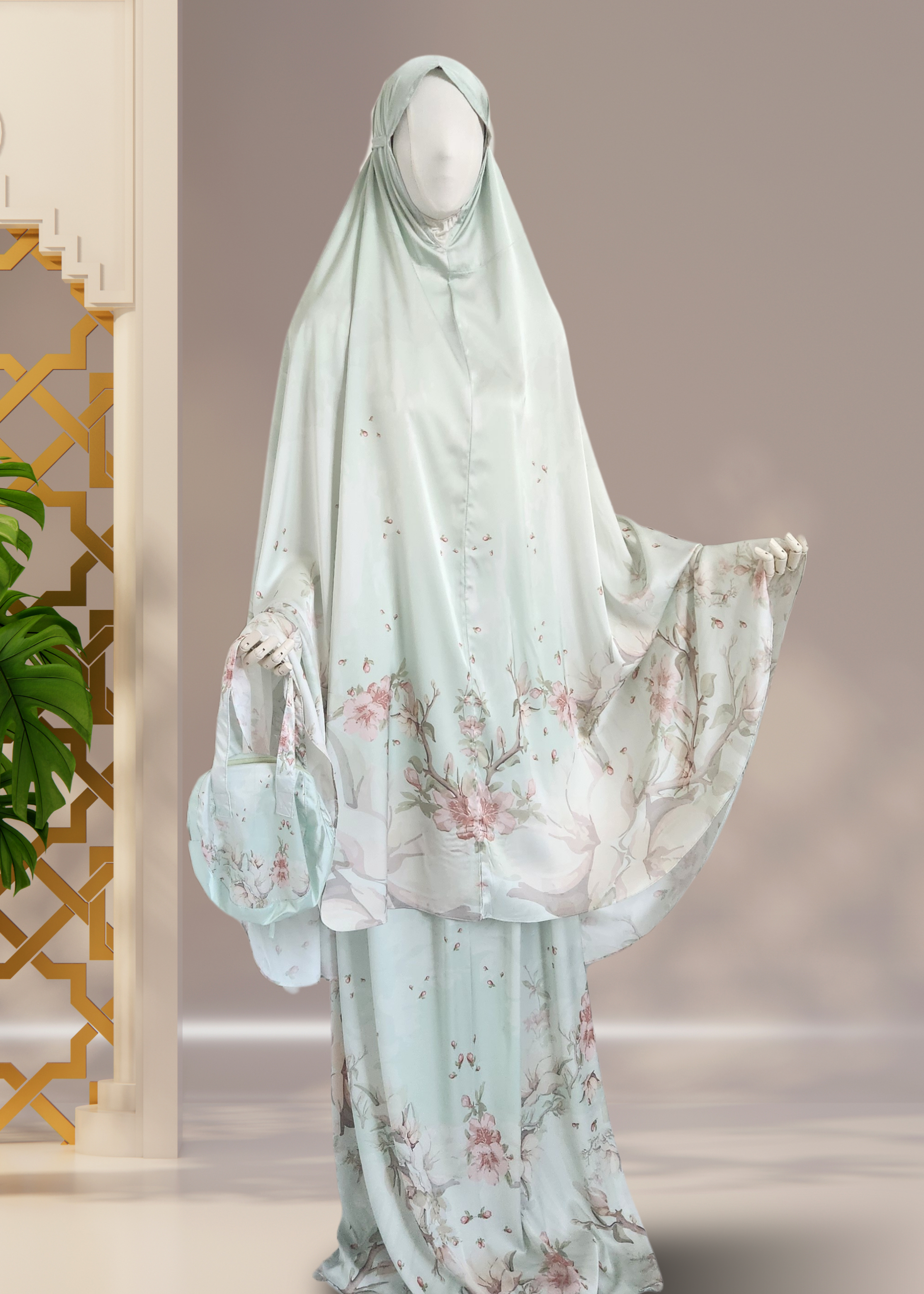 4-Piece Luxury Silk Women's Islamic Prayer/Salah Set - Khushu Modest Wear