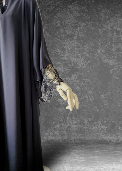 The Classic Black Lace Abaya (Front Closed)