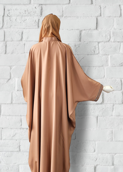 Batwing Abaya Farasha Dress with Embroidery - Khushu Modest Wear
