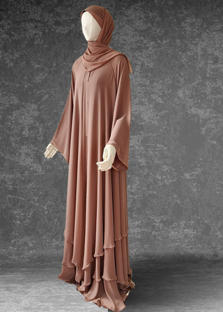 Dubai three Layered Abaya Luxury Premium Chiffon - Khushu Modest Wear