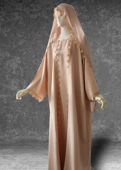 The Honeydew Glaze Abaya Set - 3-piece set