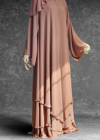 Dubai three Layered Abaya Luxury Premium Chiffon - Khushu Modest Wear