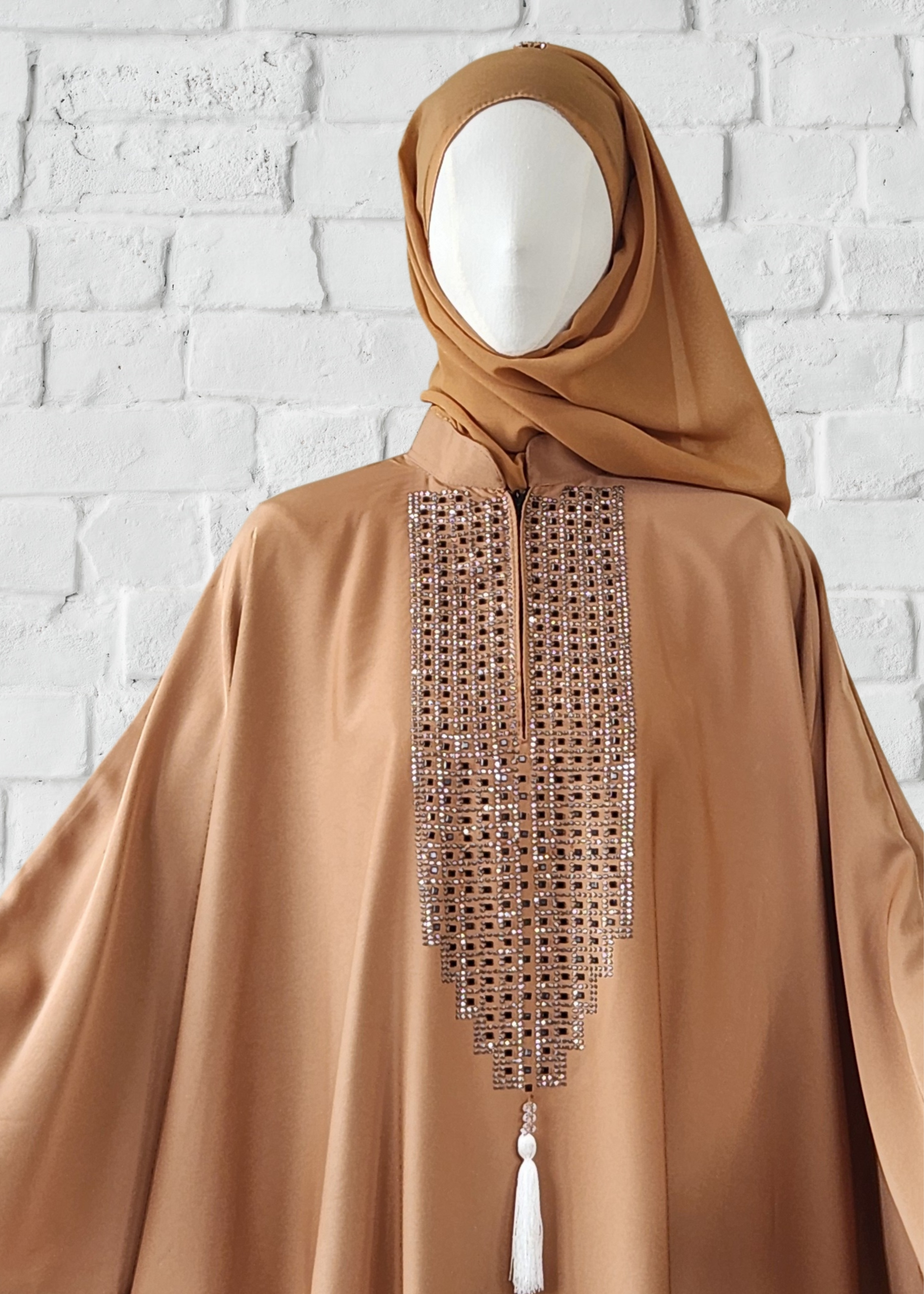 Batwing Abaya Farasha Dress with Embroidery - Khushu Modest Wear