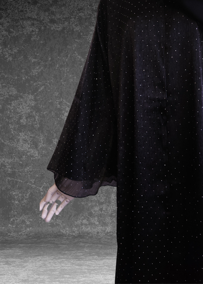 Midnight Elegance- Elegant Black Abaya – Perfect for Eid & Special Occasions