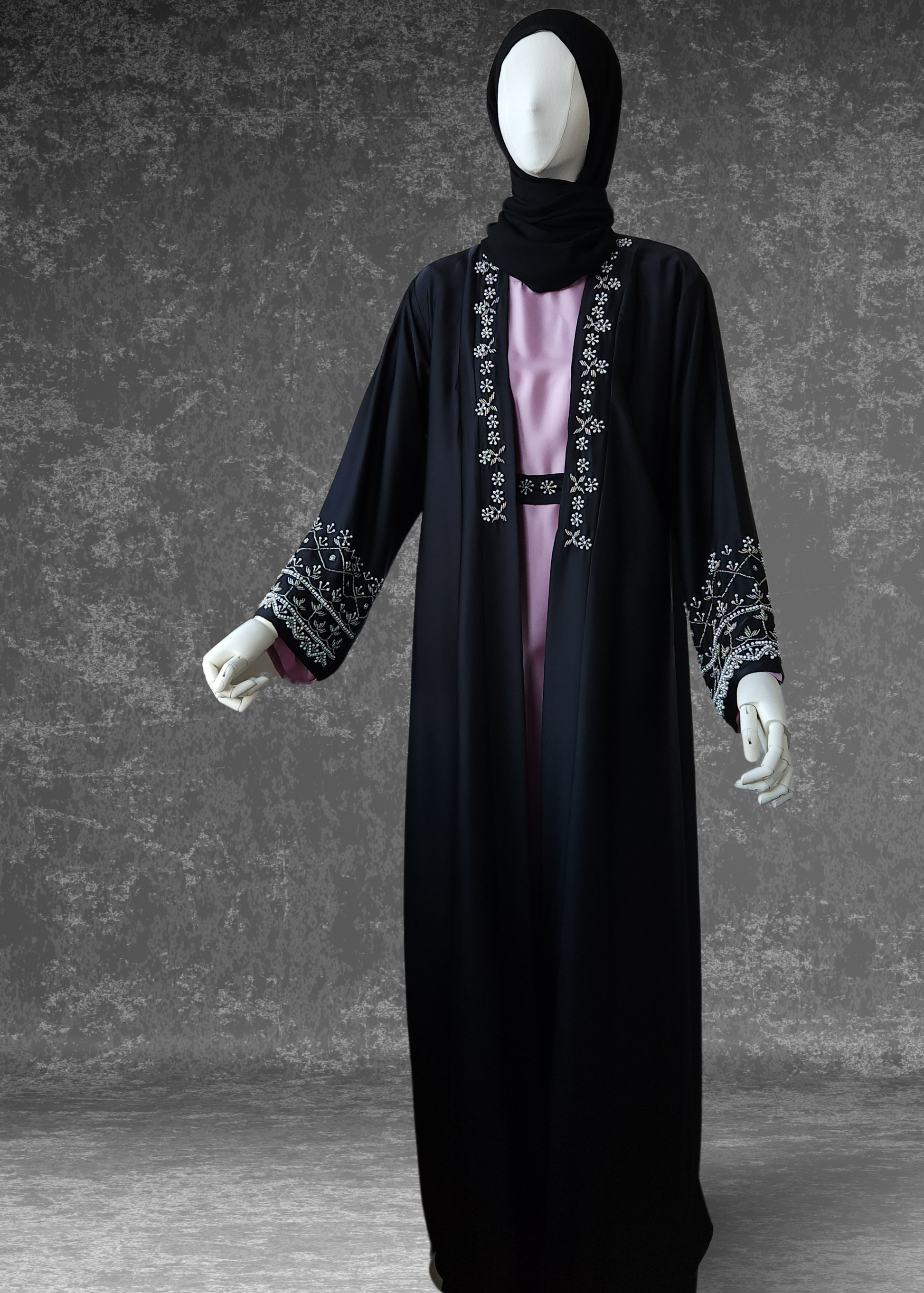 Dubai  Armani Silk 4 Piece Abaya Set-Huda Series - Khushu Modest Wear
