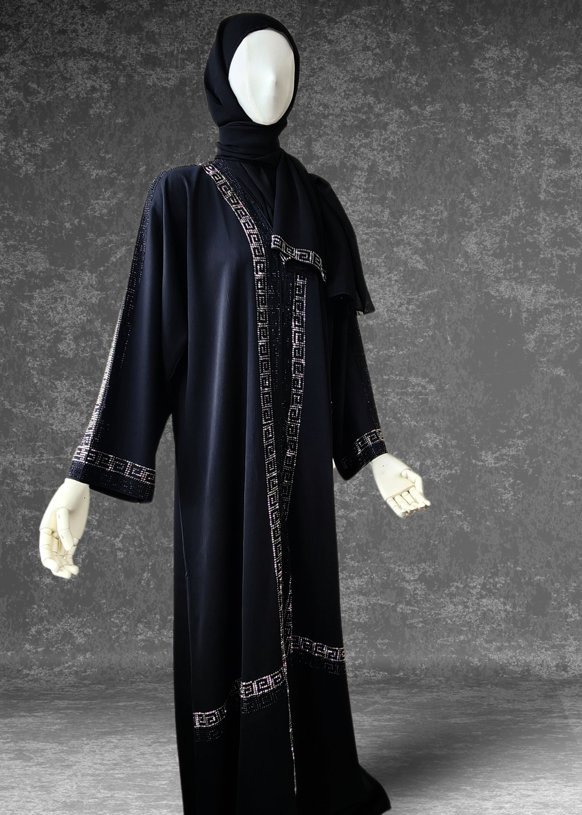 Dubai Luxury Abaya In Black -Zehra Abaya - Khushu Modest Wear