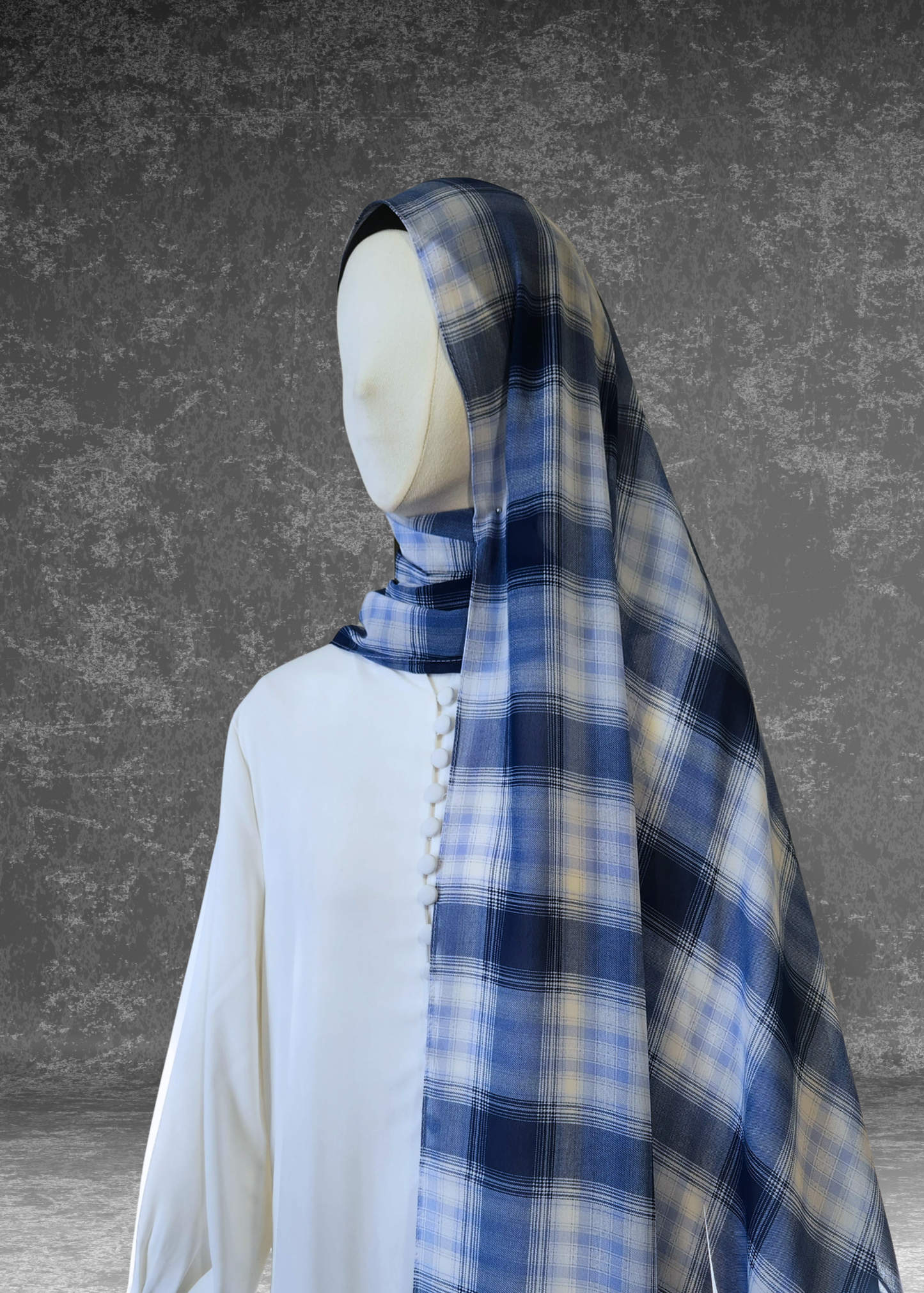 Elevate your style with the Highland Harmony Blue Plaid Hijab. Premium soft chiffon, 175cm x 70cm. Lightweight, breathable & perfect for elegant draping.