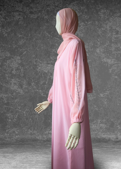 Blush Abaya with Silver Shimmer