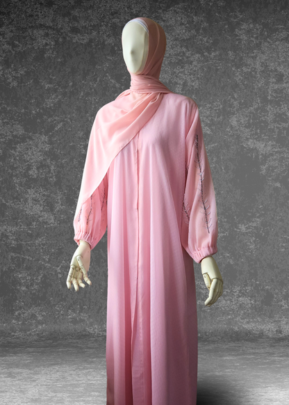 Blush Abaya with Silver Shimmer