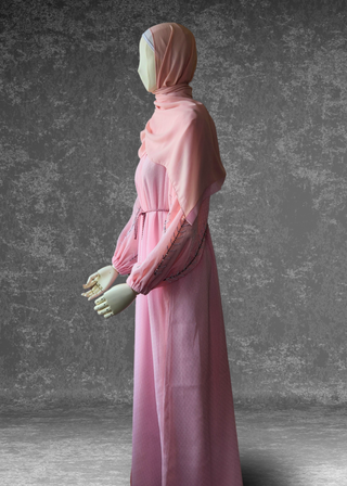 Blush Abaya with Silver Shimmer