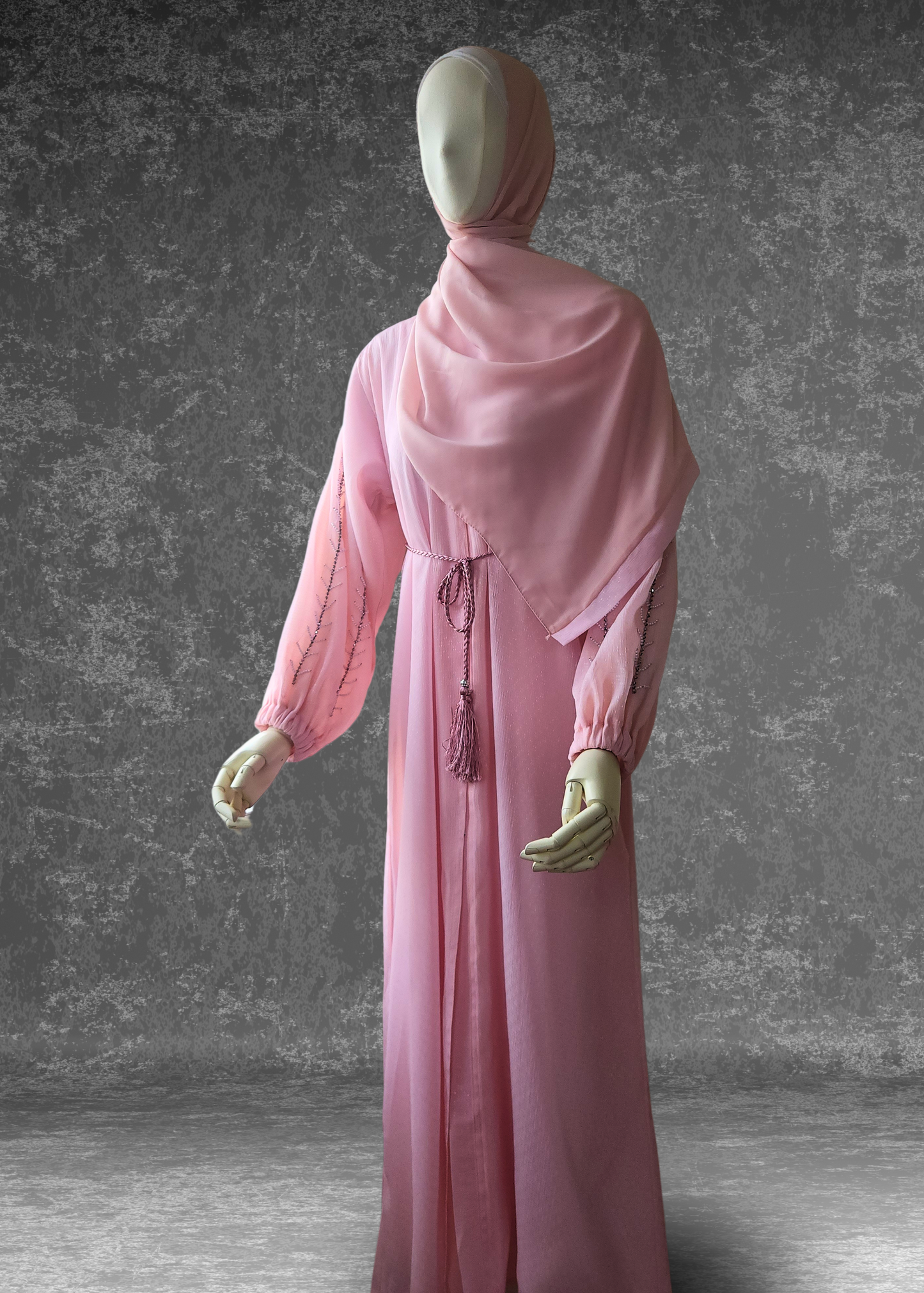 Blush Abaya with Silver Shimmer