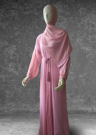 Blush Abaya with Silver Shimmer