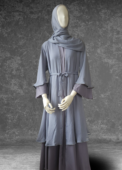 Flared Two-Layered Metallic chiffon Abaya