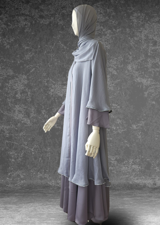 Flared Two-Layered Metallic chiffon Abaya