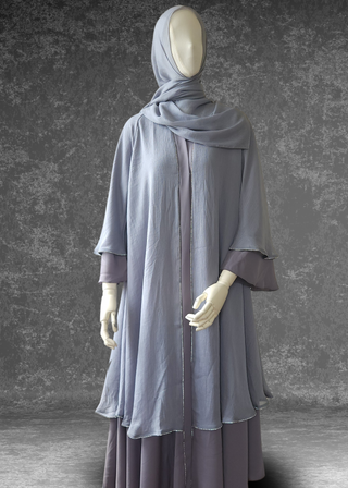 Flared Two-Layered Metallic chiffon Abaya
