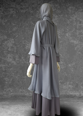 Flared Two-Layered Metallic chiffon Abaya