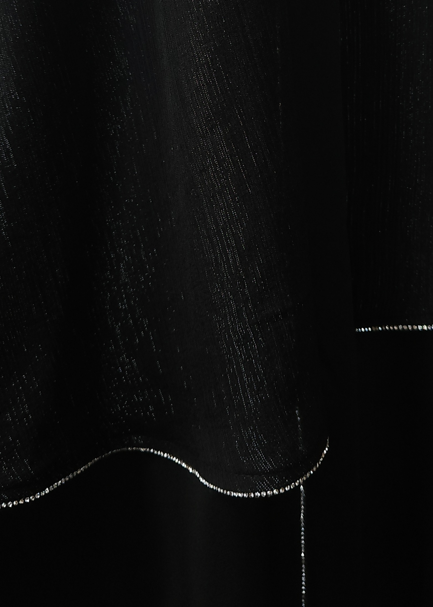 Flared Two-Layered Metallic Black chiffon Abaya
