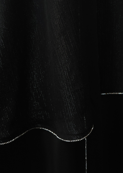 Flared Two-Layered Metallic Black chiffon Abaya