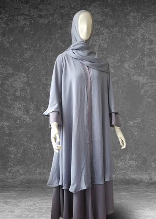 Flared Two-Layered Metallic chiffon Abaya