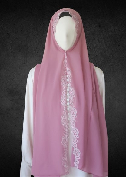 Luxe Lace Accented Chiffon Hijab - Khushu Modest Wear