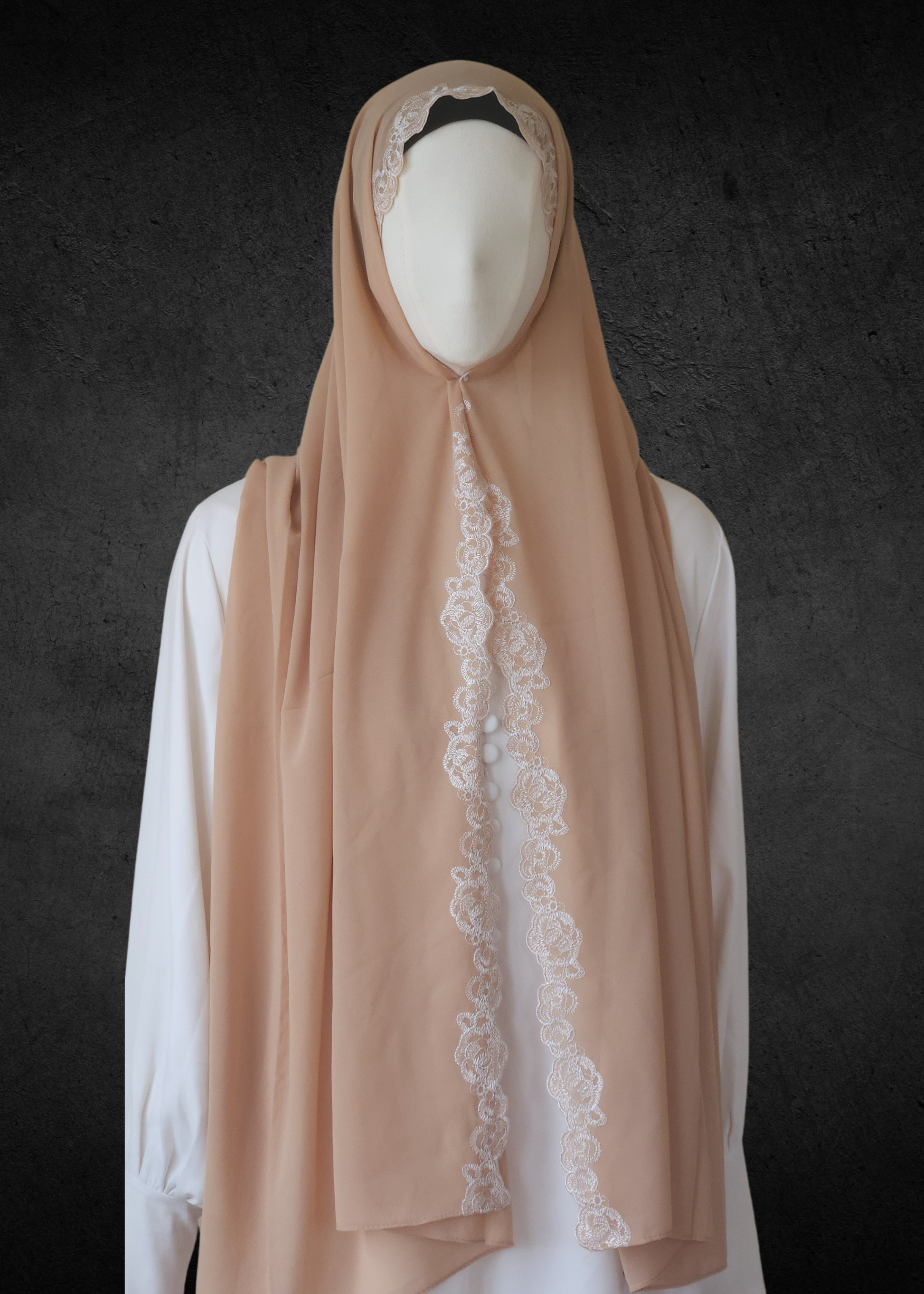 Luxe Lace Accented Chiffon Hijab - Khushu Modest Wear