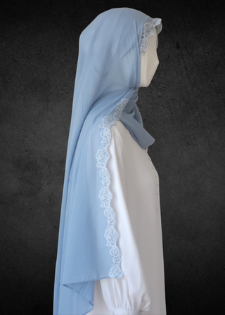 Luxe Lace Accented Chiffon Hijab - Khushu Modest Wear