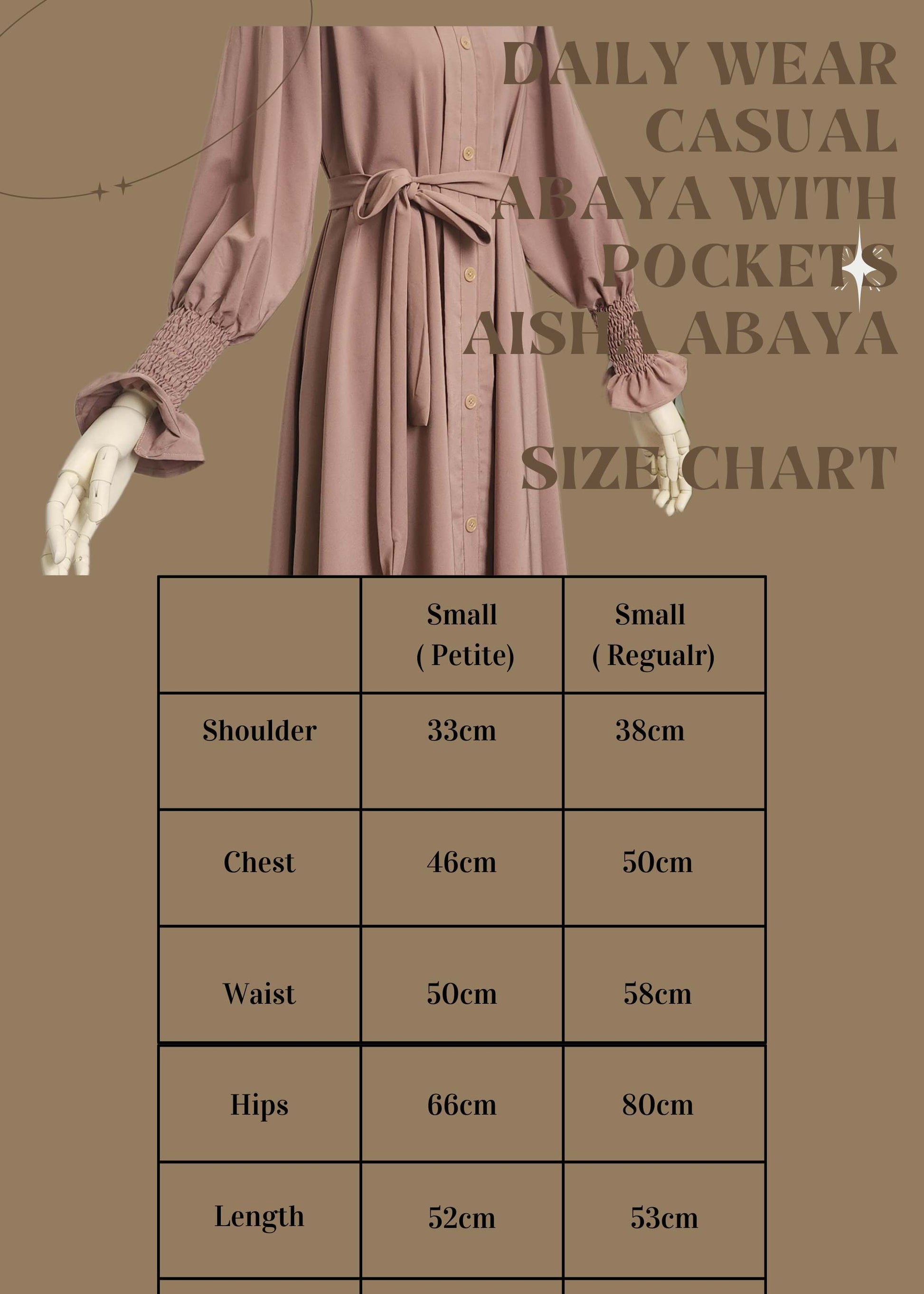 Daily Wear Casual Abaya With Pockets Aisha Abaya - Khushu Modest Wear