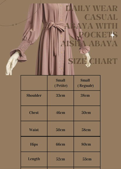 Daily Wear Casual Abaya With Pockets Aisha Abaya - Khushu Modest Wear