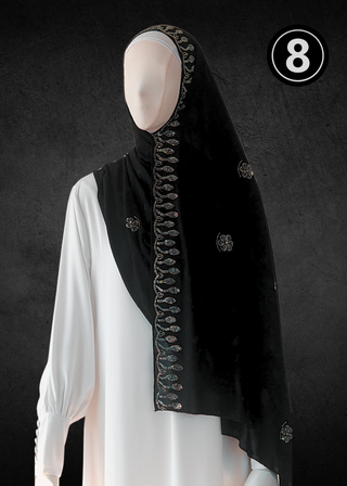 Soft Jacquard Jersey Self-Embossed Feather Stretchable Hijabs - Khushu Modest Wear