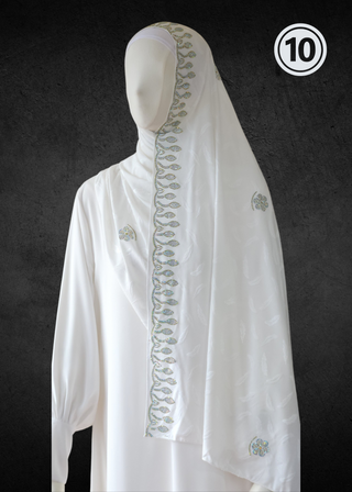 Soft Jacquard Jersey Self-Embossed Feather Stretchable Hijabs - Khushu Modest Wear