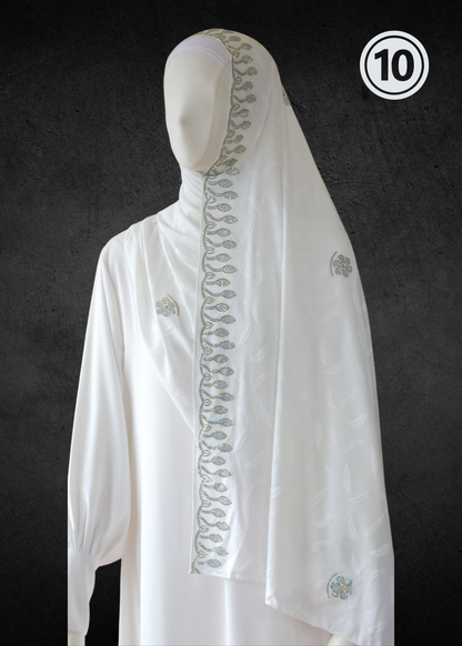 Soft Jacquard Jersey Self-Embossed Feather Stretchable Hijabs - Khushu Modest Wear