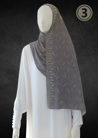 Soft Jacquard Jersey Self-Embossed Feather Stretchable Hijabs - Khushu Modest Wear