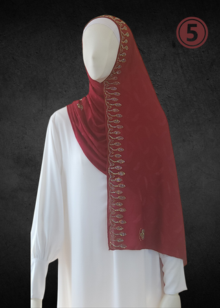 Soft Jacquard Jersey Self-Embossed Feather Stretchable Hijabs - Khushu Modest Wear