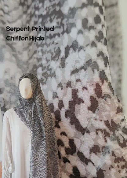 Serpent Printed Chiffon Hijab – Lightweight & Elegant