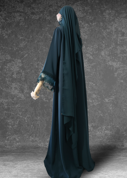Emerald Teal Lace- AbayaModest Formal Wear
