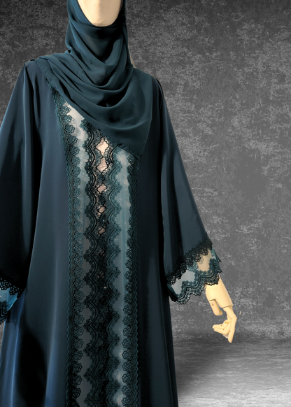 Emerald Teal Lace- AbayaModest Formal Wear