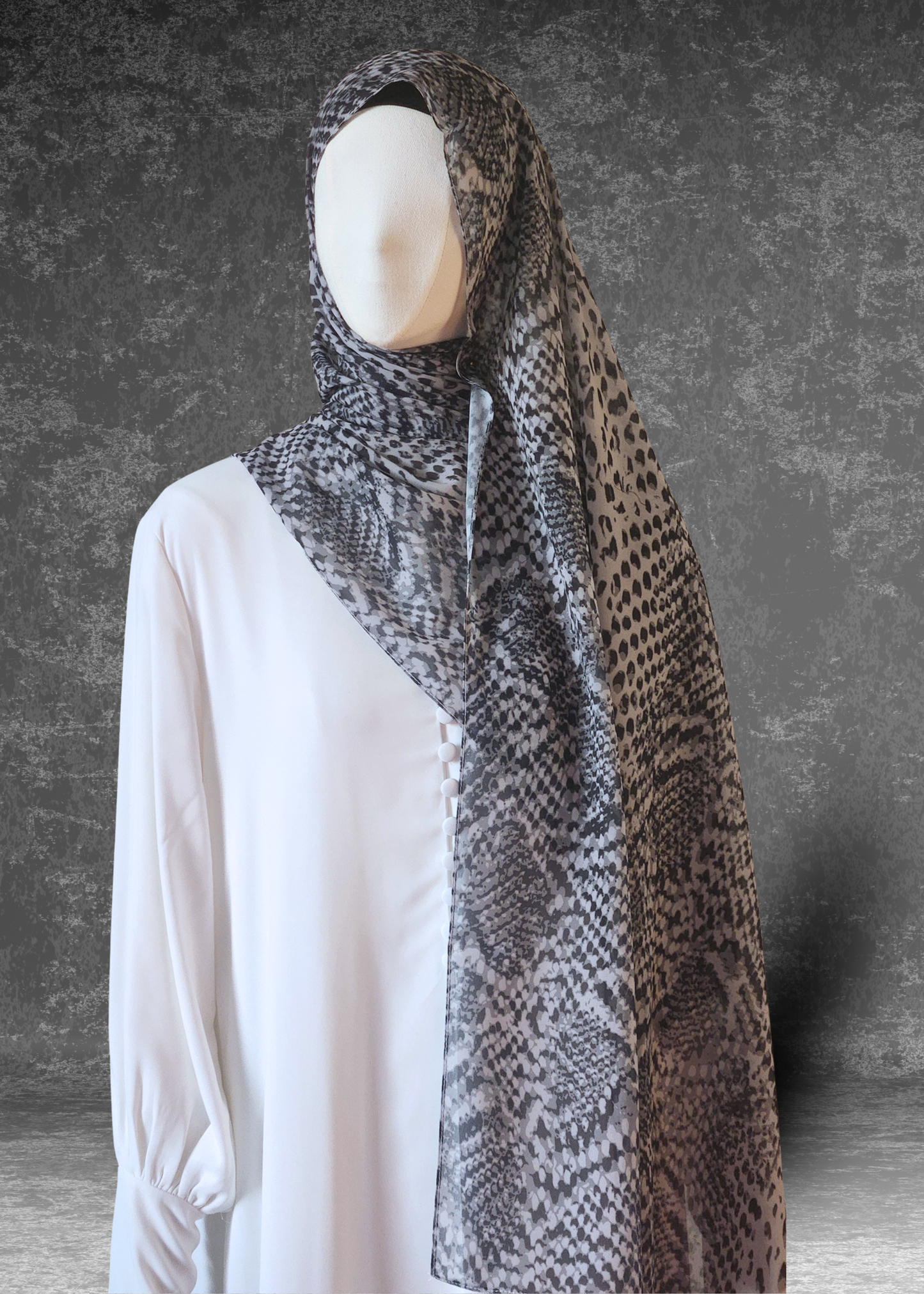 Serpent Printed Chiffon Hijab – Lightweight & Elegant