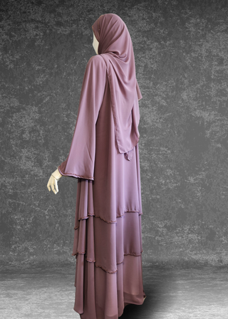 Mauve Mirage Abaya – Triple Layered Elegance