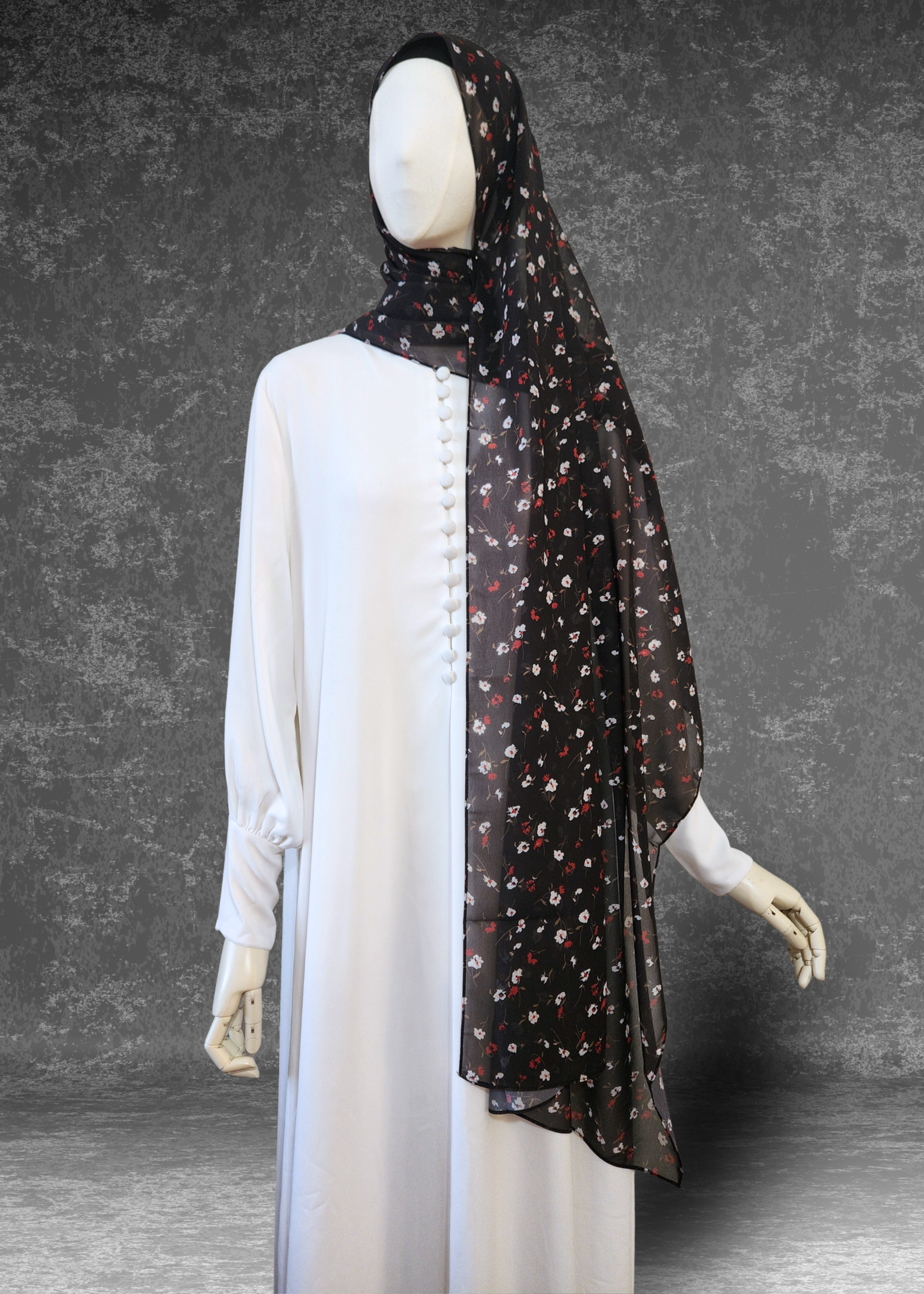 Crimson Bloom | Floral Print Soft Chiffon Hijab