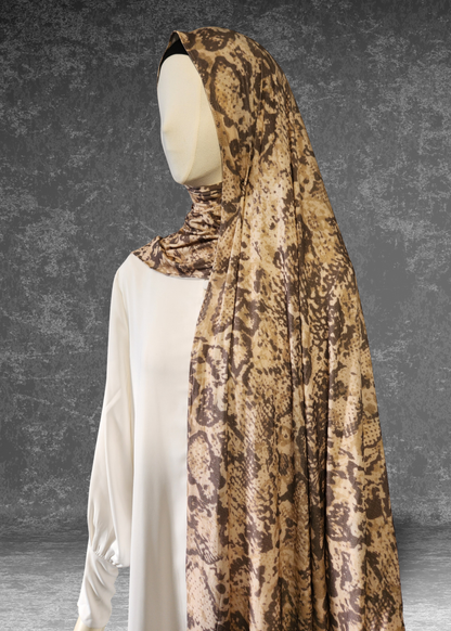Desert Python Earth-Toned Printed Jersey Hijab
