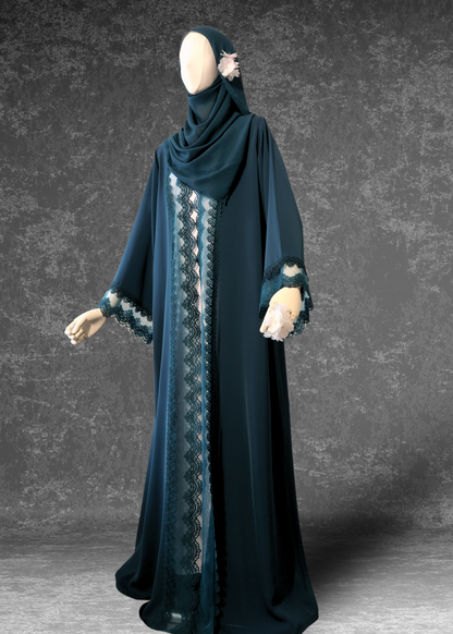Emerald Teal Lace- AbayaModest Formal Wear