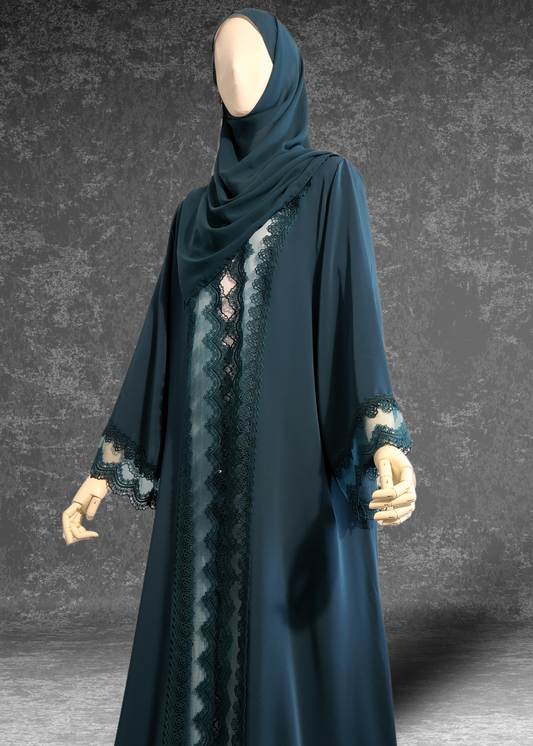 Emerald Teal Lace- AbayaModest Formal Wear
