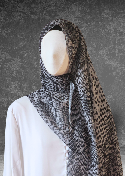Serpent Printed Chiffon Hijab – Lightweight & Elegant