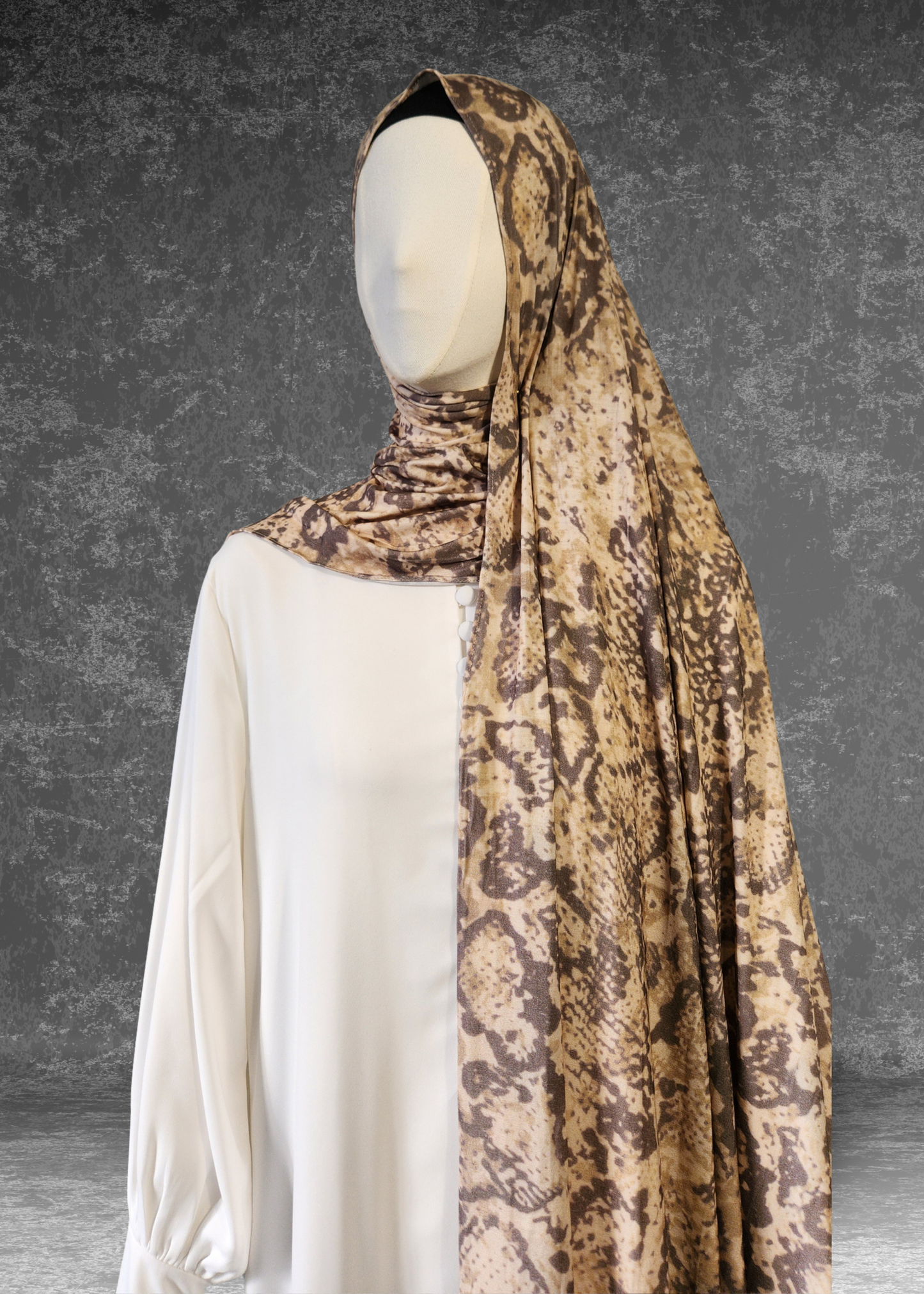 Desert Python Earth-Toned Printed Jersey Hijab