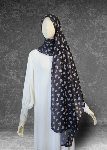Whimsical Hearts | Premium Soft Chiffon Hijab