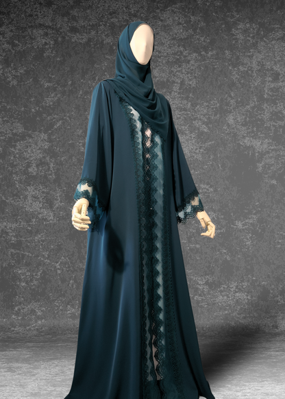 Emerald Teal Lace- AbayaModest Formal Wear